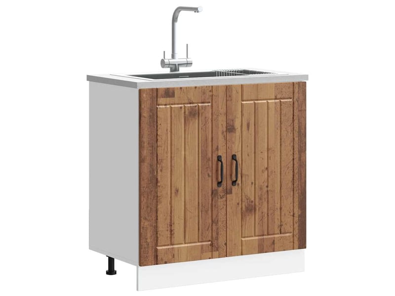  Meuble de cuisine, meuble de base de lavabo vieux bois bois d'ingénierie shl6239  - Conforama C