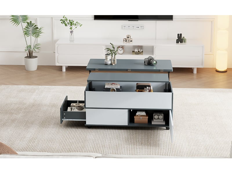  Table basse relevable 100 x 98 cm en panneau de particules gris  - Conforama W