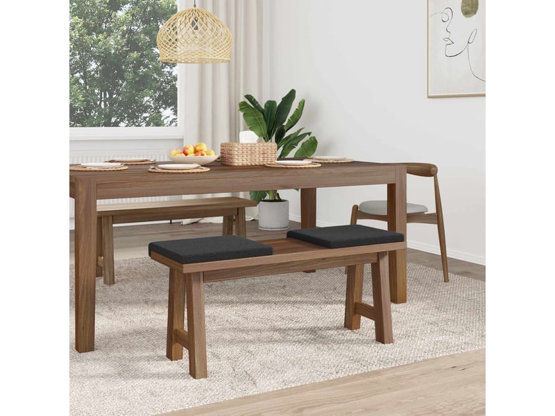  Lot de 2 coussins de banc, coussins d'assise, coussins pour chaisecanapé tissu sherpa gris foncé profondeur 35 cm cf52516  - Conforama C
