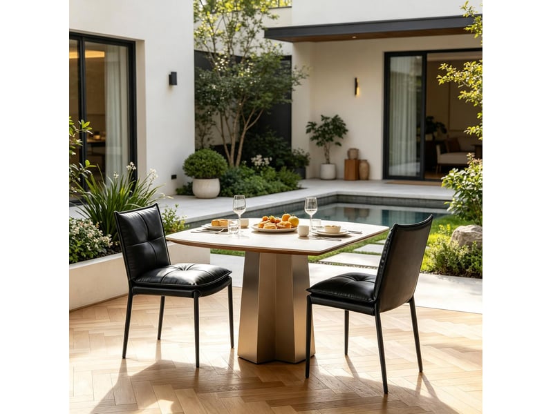  Lot de 2 chaises de salle à manger noires avec dossier ergonomique et pieds en métal  - Conforama D