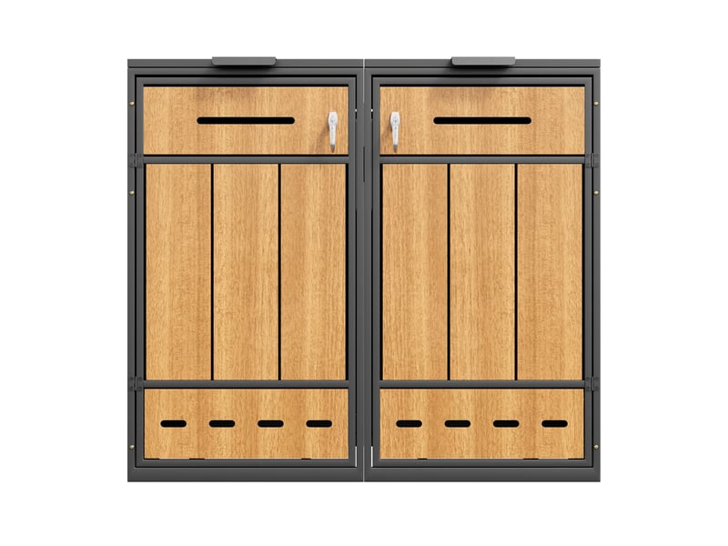  Cache-poubelles 2 bacs 120-240 l, ventilé et verrouillable, avec 2 portes  - Conforama A