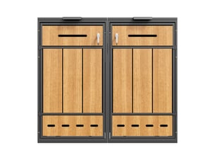 Cache-poubelles 2 bacs 120-240 l, ventilé et verrouillable, avec 2 portes