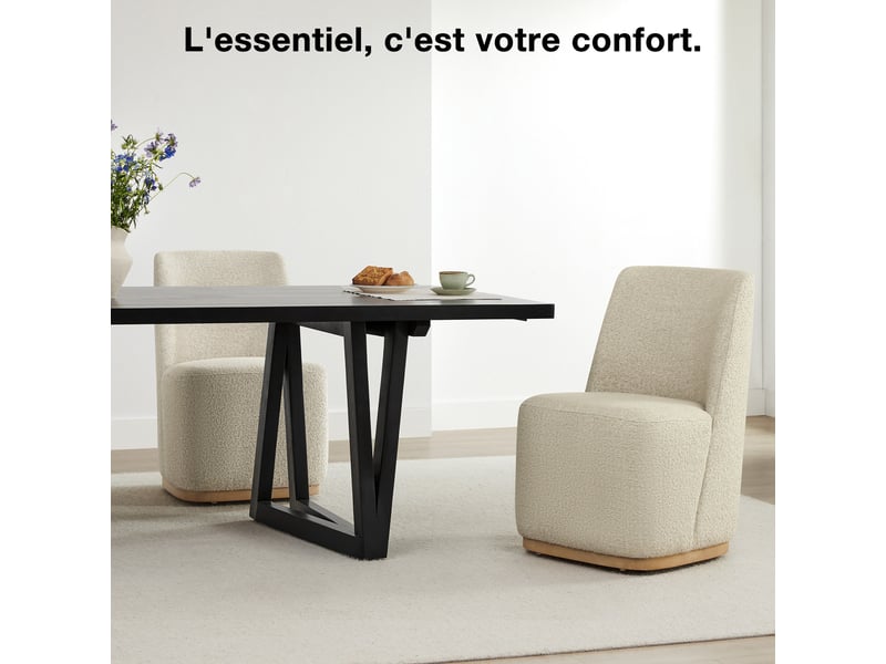 Lot de 4 chaises de salle à manger rembourrées à roulettes chita, chaises modernes en tissu certifié fsc, fausse angora pour salle de lecture, salle d'attente, cuisine-beige - Conforama D