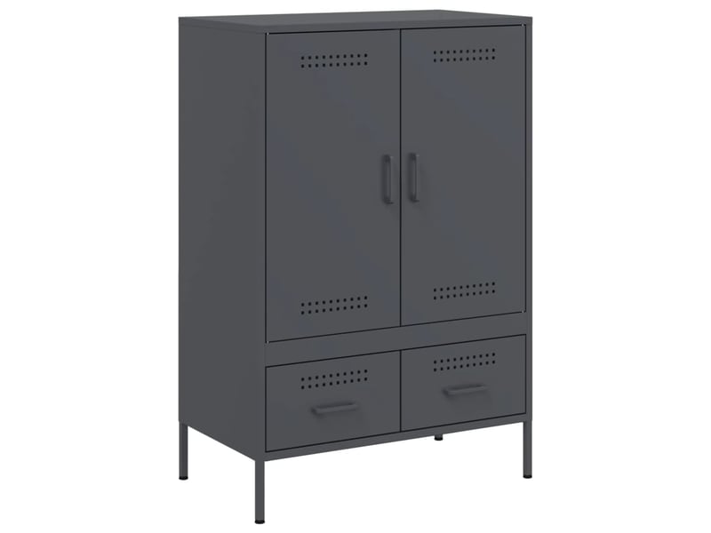  Buffet haut - bahut - meuble de rangement anthracite 68x39x101,5 cm acier  - Conforama A