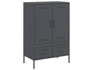 Buffet haut - bahut - meuble de rangement anthracite 68x39x101,5 cm acier