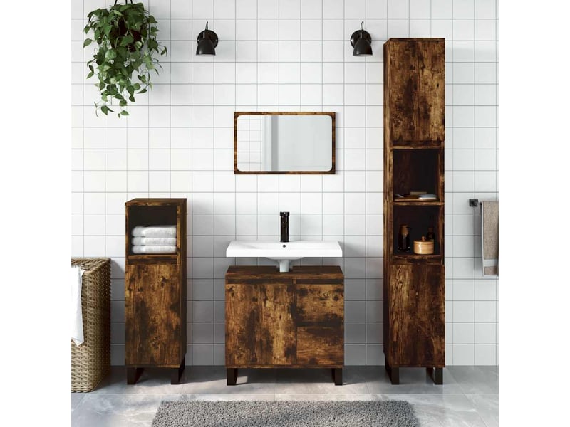  Ensemble de meubles de salle de bain 3 pcs chêne fumé cf63686  - Conforama B