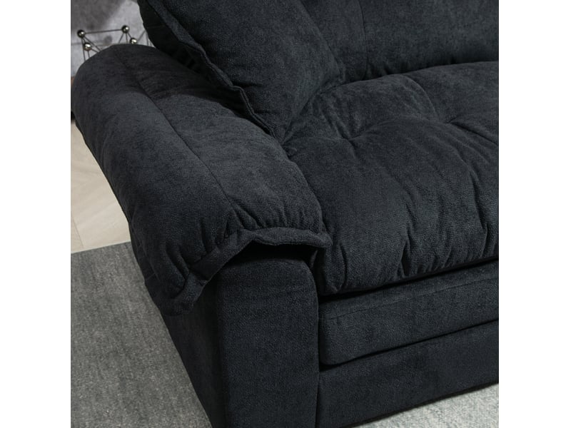 Lot de 2 canapés droits fixes 3 places en tissu noir, assises profondes et mousse à mémoire de forme - Conforama D