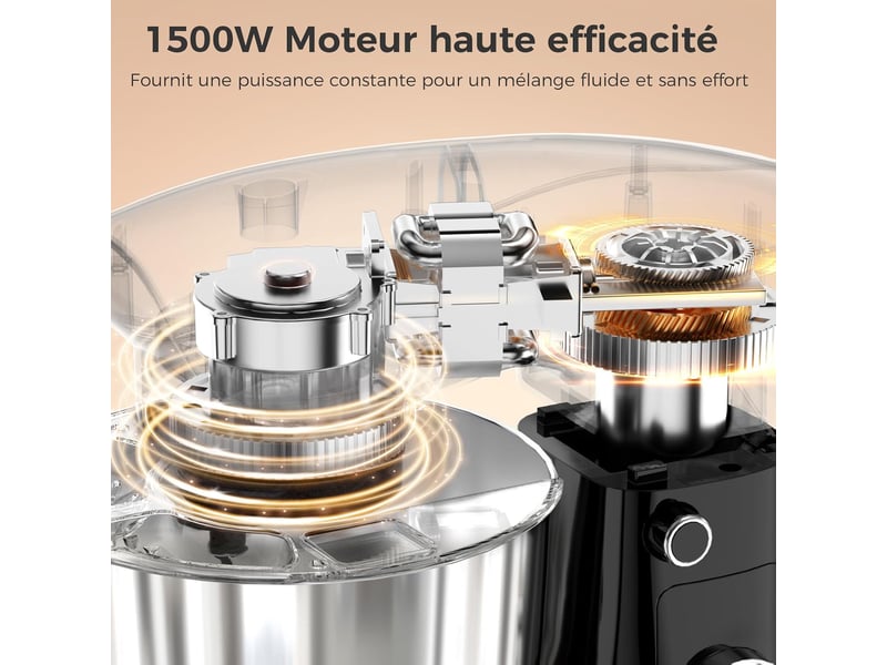  Robot pâtissier yashe 1500 w, 4,5 l + 5 l, noir  - Conforama C