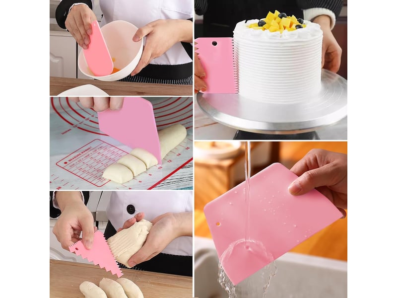 12 pièces lisseur gâteaux, grattoir gateau patisserie réglable, spatule à gâteau et coupe pate en plusieurs tailles pour outils de cuisson diy - Conforama D
