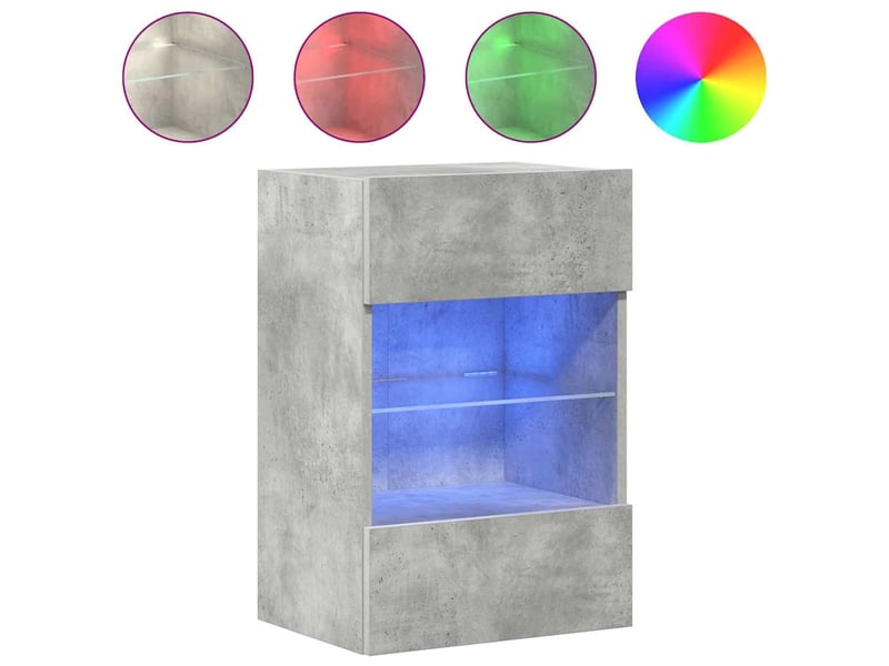  Meubles muraux avec lumières led pour tv - banc tv - meuble de rangement 2pcs gris béton 40x30x60,5 cm  - Conforama E