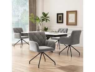 Lot de 4 chaises de salle à manger,avec pieds métal,velours,gris clair