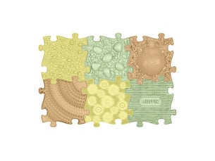 Tapis sensoriel muffik ensemble printemps - 6 pièces, beige, jaune pastel, vert pastel