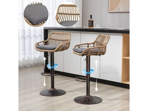 Tabourets de bar réglables - lot de 2 - lin - 49x48x89-109 cm - hauteur réglable 65-85 cm - pivotant 360°
