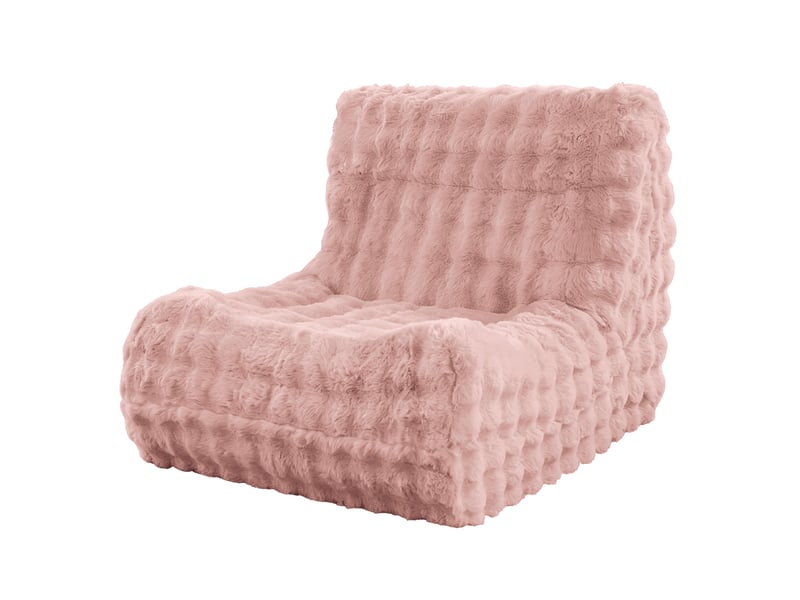  Fauteuil poire rose 85 x 100 x 78 cm avec dossier, assise de sol en flanelle  - Conforama A