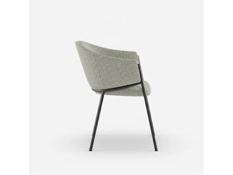  Lot de 2 chaises rembourrées en tissu bouclette easy-clean duna - gris  - Conforama D
