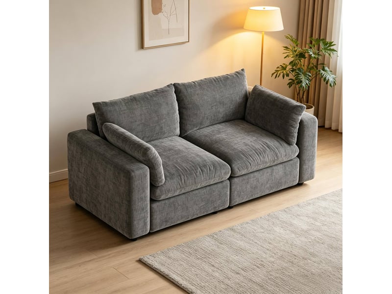  Canapé 180x91x83 cm modulaire bois gris  - Conforama D