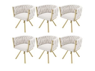 Lot de 6 chaises de salle à manger pivotantes,59x54x72 cm,velours,beige et doré