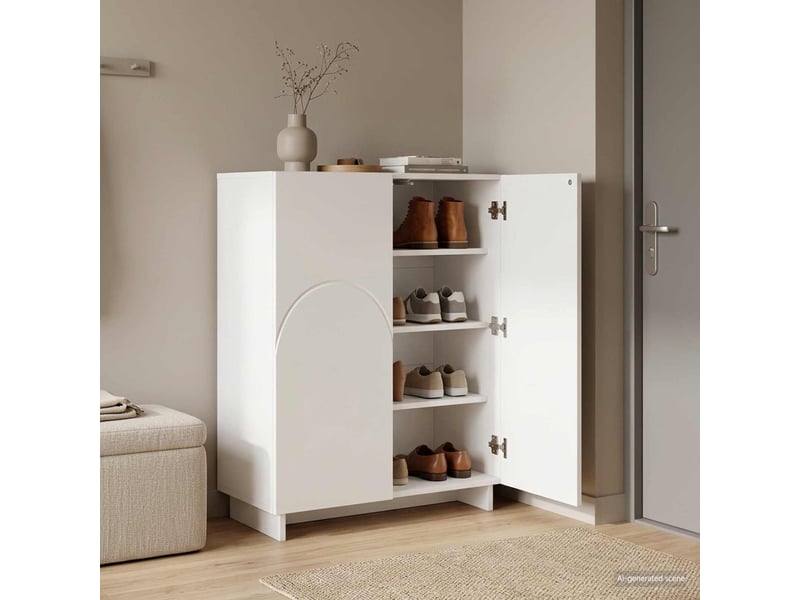  Meuble à chaussures, armoire à chaussures 73x38x87,5 cm bois d'ingénierie blanc shl3913  - Conforama B