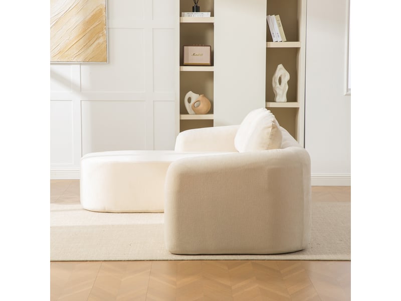 Canapé modulable en chenille 3 places sans montage - assise moelleuse beige pour salon - Conforama E