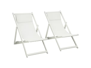 Ensemble de 2 chaises longues pliantes en aluminium avec dossier et appui-tête réglables sur 5 positions, 60 x 100 x 85 cm, blanc