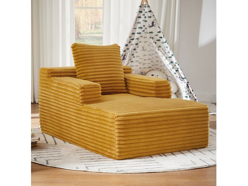  Canapé convertible 1 place en velours côtelé jaune, sans montage, idéal pour salon, bureau et petit espace  - Conforama B