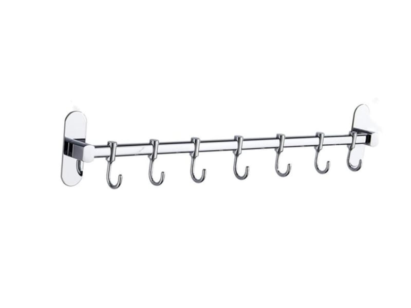 Crochet de rangement de cuisine sans perçage, de suspension mobile pour ustensiles, étagère de murale, gris GTR03631 - Conforama A