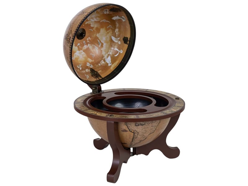  Meuble porte-bouteilles globe terrestre beige l41,6x46 h cm  - Conforama E