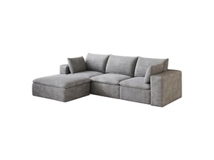 Canapé design nuage tissu côtelé design double couche coussins amovibles gris foncé sans montage