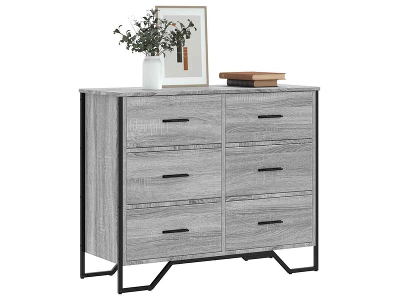  Commode, armoire à tiroirs bureau sonoma gris 91x35,5x74,5 cm bois d'ingénierie  - Conforama B