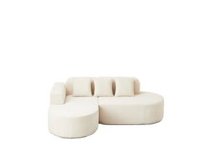Canapé d'angle - 220x155x70 cm - canapé en l angle gauche modulaire velours côtelé avec 3 coussins sans montage - beige