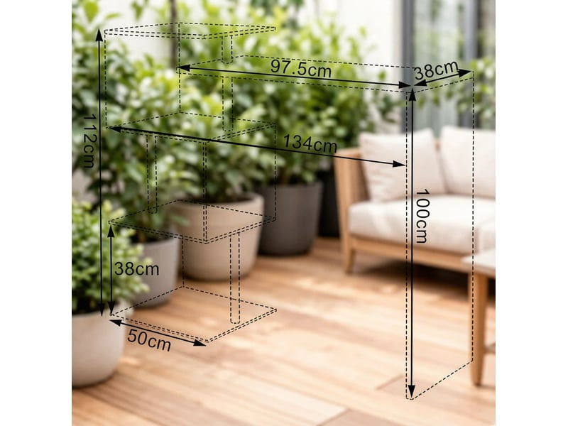 Table de bar 97,5x38 cm en mdf et métal avec 3 étagères blanche chicfurn - Conforama D