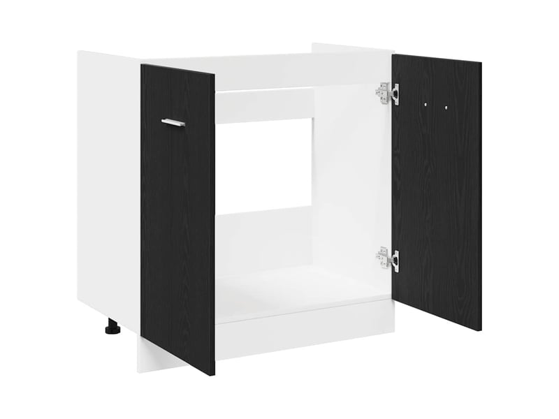 Meuble bas d'évier chêne noir 80x46x81,5cm bois ingénieré - Conforama E