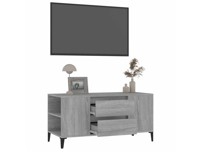  Meuble tv - banc tv - meuble de rangement sonoma gris 102x44,5x50 cm bois d'ingénierie  - Conforama E