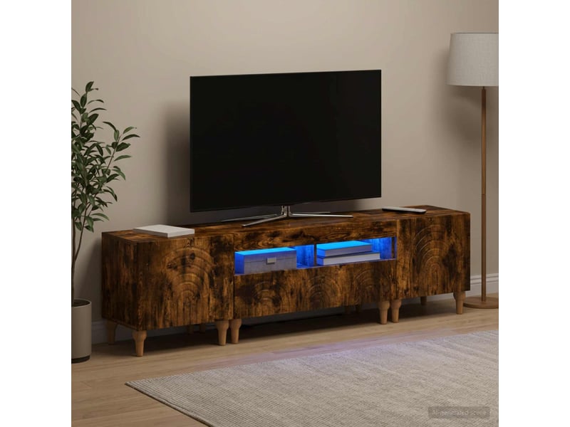  Ensemble de 3 meubles tv led chêne fumé bois d'ingénierie shl36489  - Conforama C