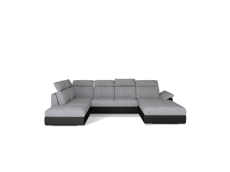 Canapé panoramique convertible majesta 5 places gris et noir – angle droit - Conforama A