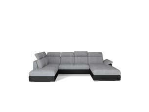 Canapé d'angle droit fixe MEUBLORAMA 5 places Polyester gris