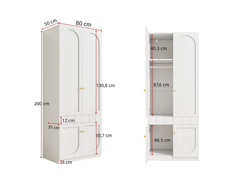 Ensemble de 2 armoires 2 portes 160x50x200 cm laquées mdf blanc - Conforama E