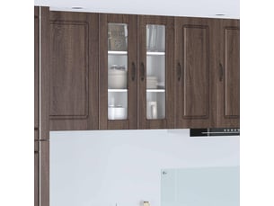 Meuble mural de cuisine, cabinet en verre mural chêne brun 60x31x80cm shl3848
