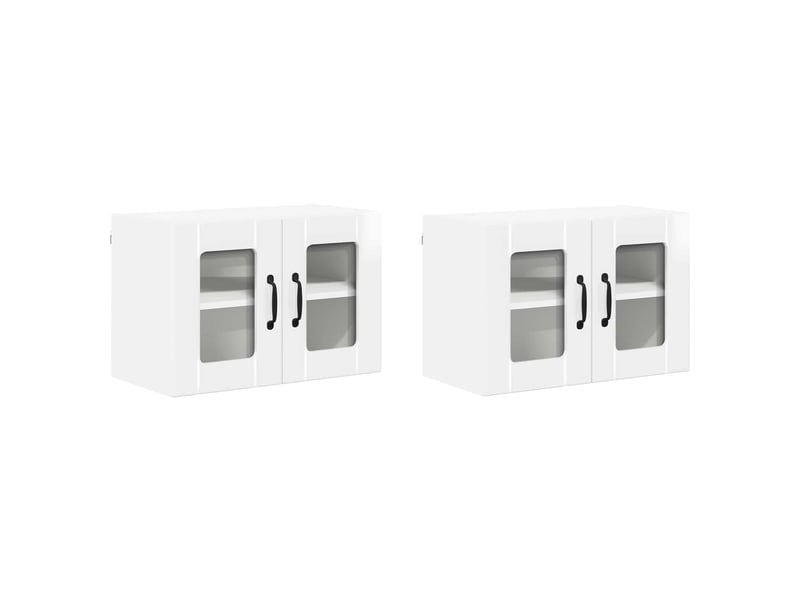 Meuble mural de cuisine, cabinet en verre mural 2 pcs blanc brillant shl2644  - Conforama A