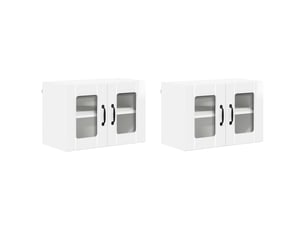 Meuble mural de cuisine, cabinet en verre mural 2 pcs blanc brillant shl2644