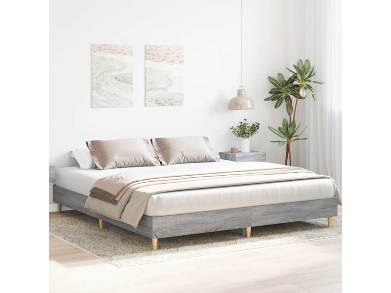  Lit double- lit adulte -  cadre de lit sans matelas sonoma gris 200x200 cm  - Conforama B