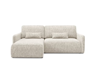 Canapé d'angle réversible convertible 4 places Tissu gris avec coffre de rangement