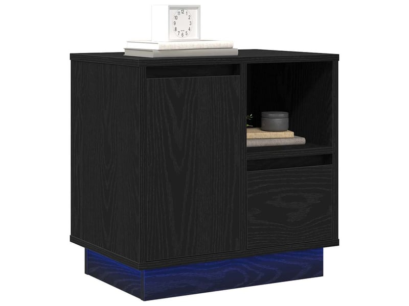  Table de chevet - cabinet de chevet - table de nuit 2 pc chêne noir 50 x 34,5 x 50 cm.  - Conforama B