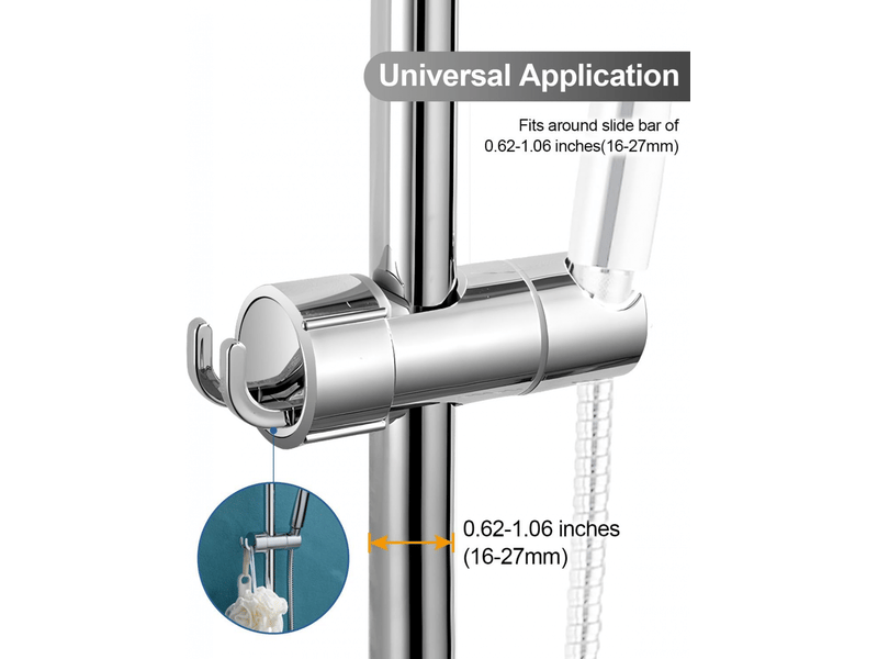  Support de douche universel, support de douche réglable de 16 à 27 mm, support de douche rotatif à 360 degrés avec 2 crochets  - Conforama C