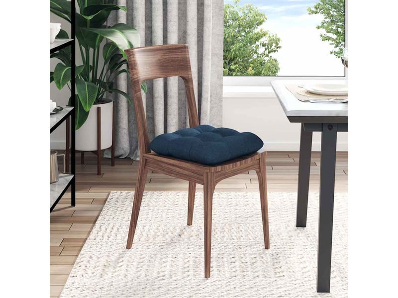  Lot de 4 coussins de siège, coussins décoratifs tissu bleu 40 x 40 x 12 cm cf59953  - Conforama D