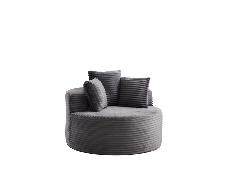  Fauteuil rond en velours côtelé - diamètre 110 cm - velours côtelé doux - fauteuil individuel confortable Gris - Conforama B