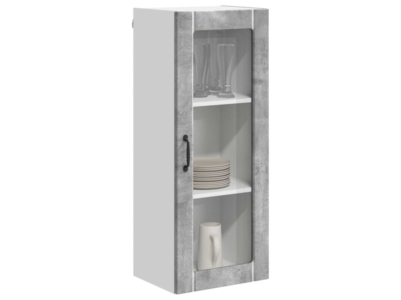  Meuble mural de cuisine, cabinet en verre mural gris béton 40x31x100cm shl2050  - Conforama C