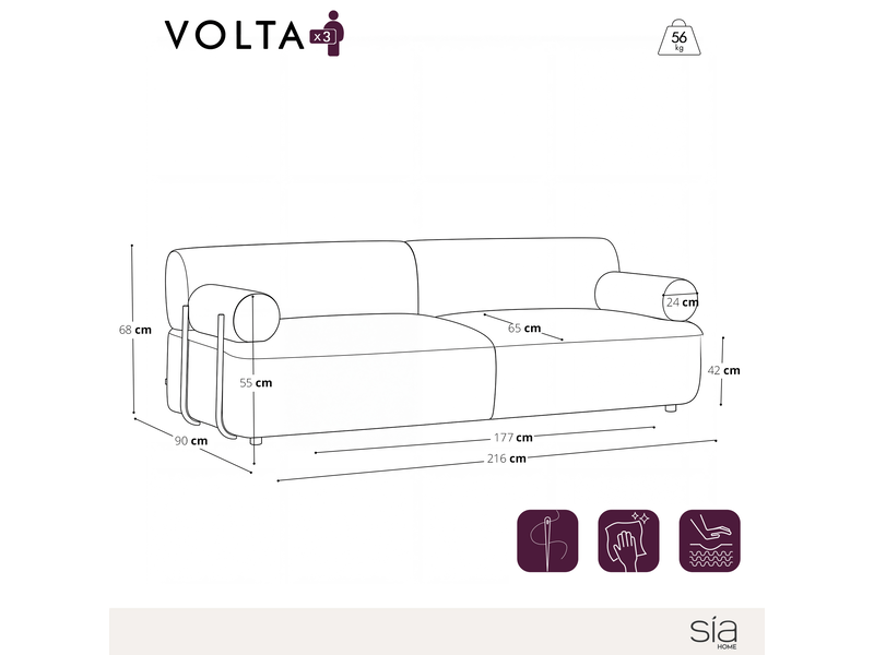  Canapé 3 places en tissu tramé toucher doux caramel volta 1VOL3PTTCA - Conforama E