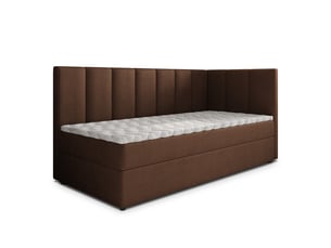Lit avec rangement 100x200 cm <strong>MASSENO</strong> <strong></strong> coloris marron