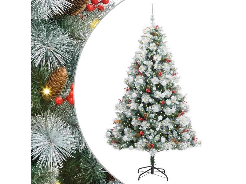  Sapin de noël artificiel, arbre de noël vert et blanc 210 cm shl1112  - Conforama A